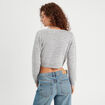 Gilet col cache-coeur noué gris clair femme