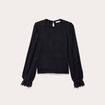 Top dentelle manches longues col rond noir femme