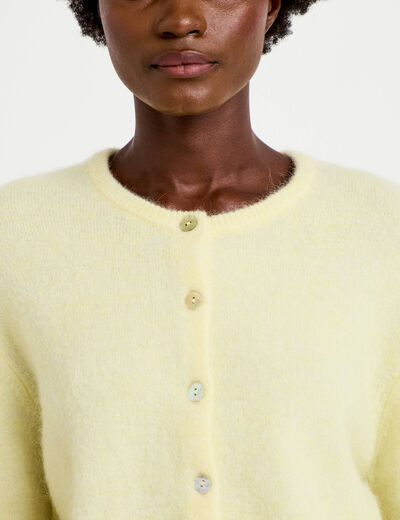 Gilet manches longues jaune clair femme