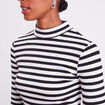 T-shirt cintré col montant noir femme