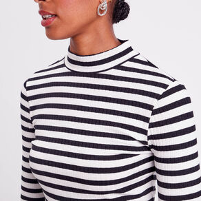 T-shirt cintré col montant noir femme