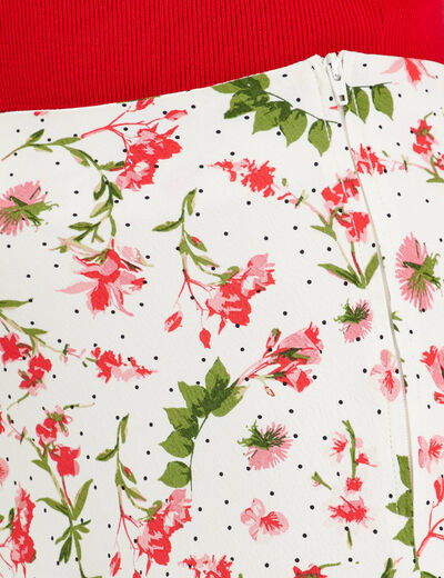 Jupe midi évasée fluide blanc femme