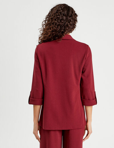 Veste blazer manches 3/4 bordeaux femme