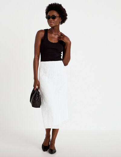 Jupe longue &eacute;vas&eacute;e pliss&eacute;e blanc femme
