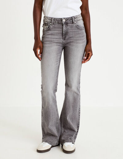 Jean bootcut taille basse denim gris femme