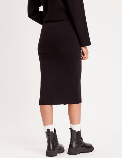 Jupe midi moulante noir femme