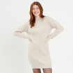Robe pull droite col rond sable femme