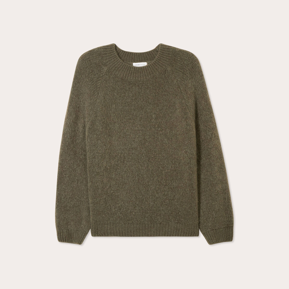 Pull manches longues vert kaki femme