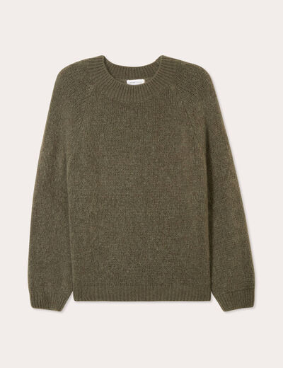 Pull manches longues vert kaki femme