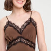 Robe longue ajustée dentelle marron foncé femme