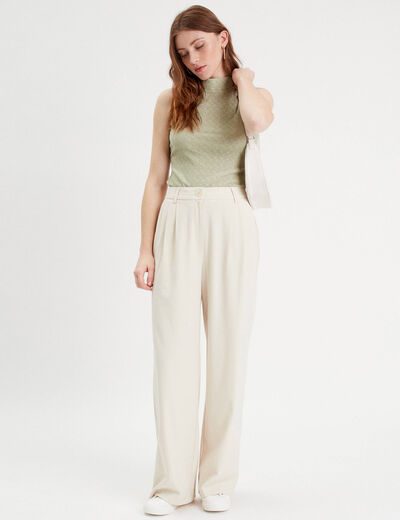 Débardeur col montant vert kaki femme