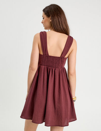 Robe évasée sans manches prune femme