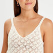 Débardeur tricot ajouré ecru femme