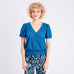 Blouse manches courtes bleu canard femme