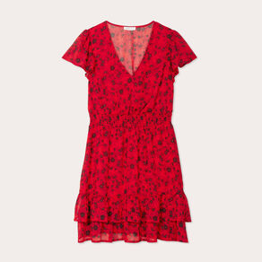 robe evasee a volants rouge femme Robe évasée à volants rouge femme