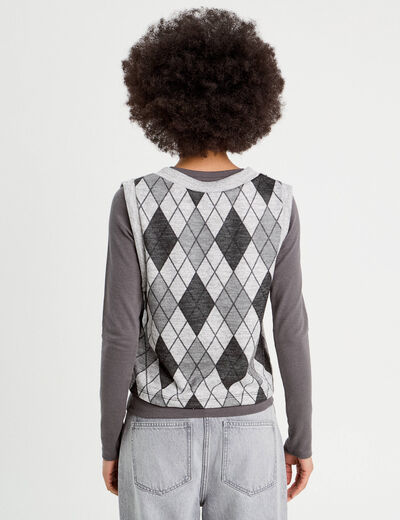 Pull sans manches gris clair femme