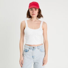 debardeur cropped bretelles blanc femme Débardeur cropped bretelles blanc femme