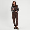 Salopette droite en jean marron foncé femme