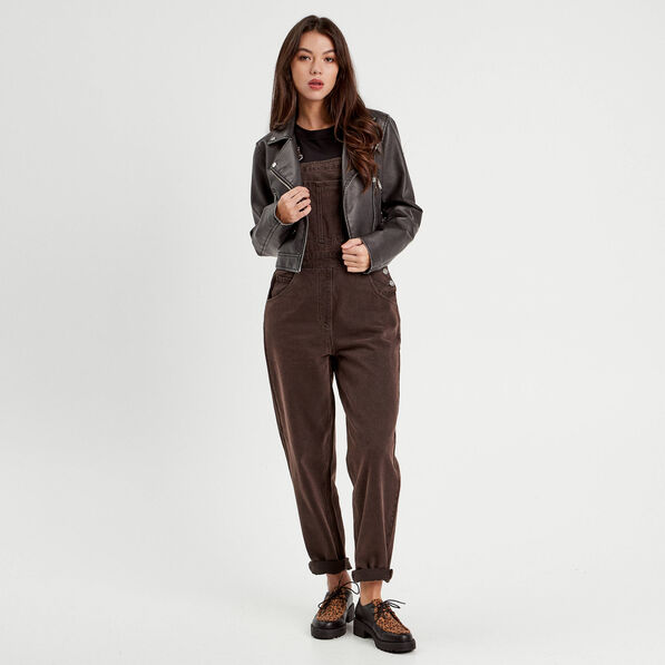 salopette droite en jean marron fonce femme Salopette droite en jean marron foncé femme