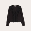 Blouse avec volants noir femme