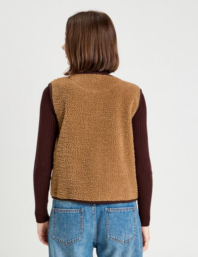 Gilet effet polaire marron clair femme