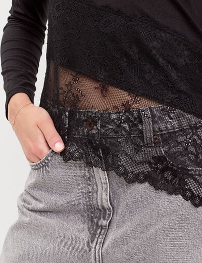 Top ajust&eacute; manches longues noir femme
