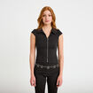 Chemise cintr&eacute;e manches courtes noir femme