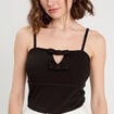 Débardeur détails noeuds noir femme