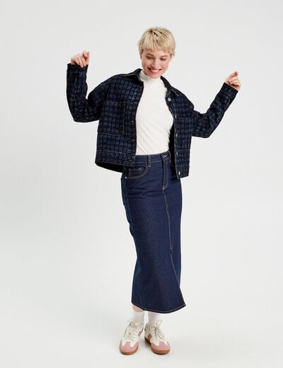 Jupe crayon taille standard denim brut femme