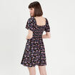 Robe évasée manches courtes noir femme