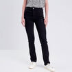 Jeans droit taille haute denim noir femme