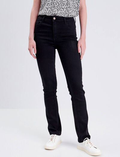 Jeans droit taille haute denim noir femme