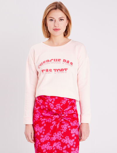 Sweat à manches longues rose clair femme