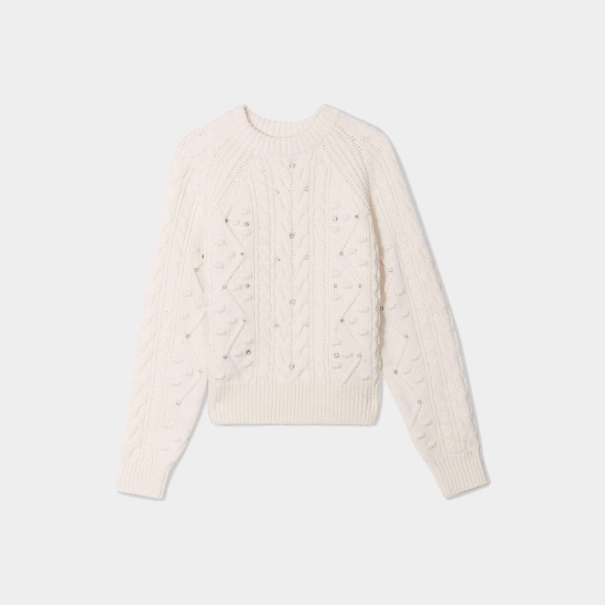 Pull d&eacute;tails bijoux ivoire femme