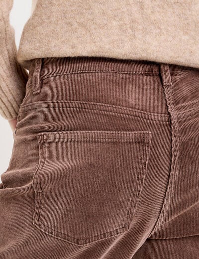 Pantalon droit en velours jaune femme