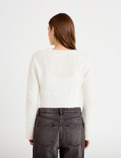 Gilet manches longues ecru femme