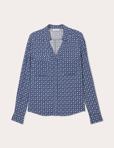 Chemise manches longues bleu foncé femme