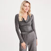 Body manches longues gris argent femme