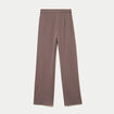 Pantalon large taille haute taupe femme