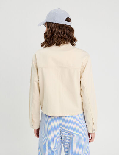 Veste droite col montant ecru femme
