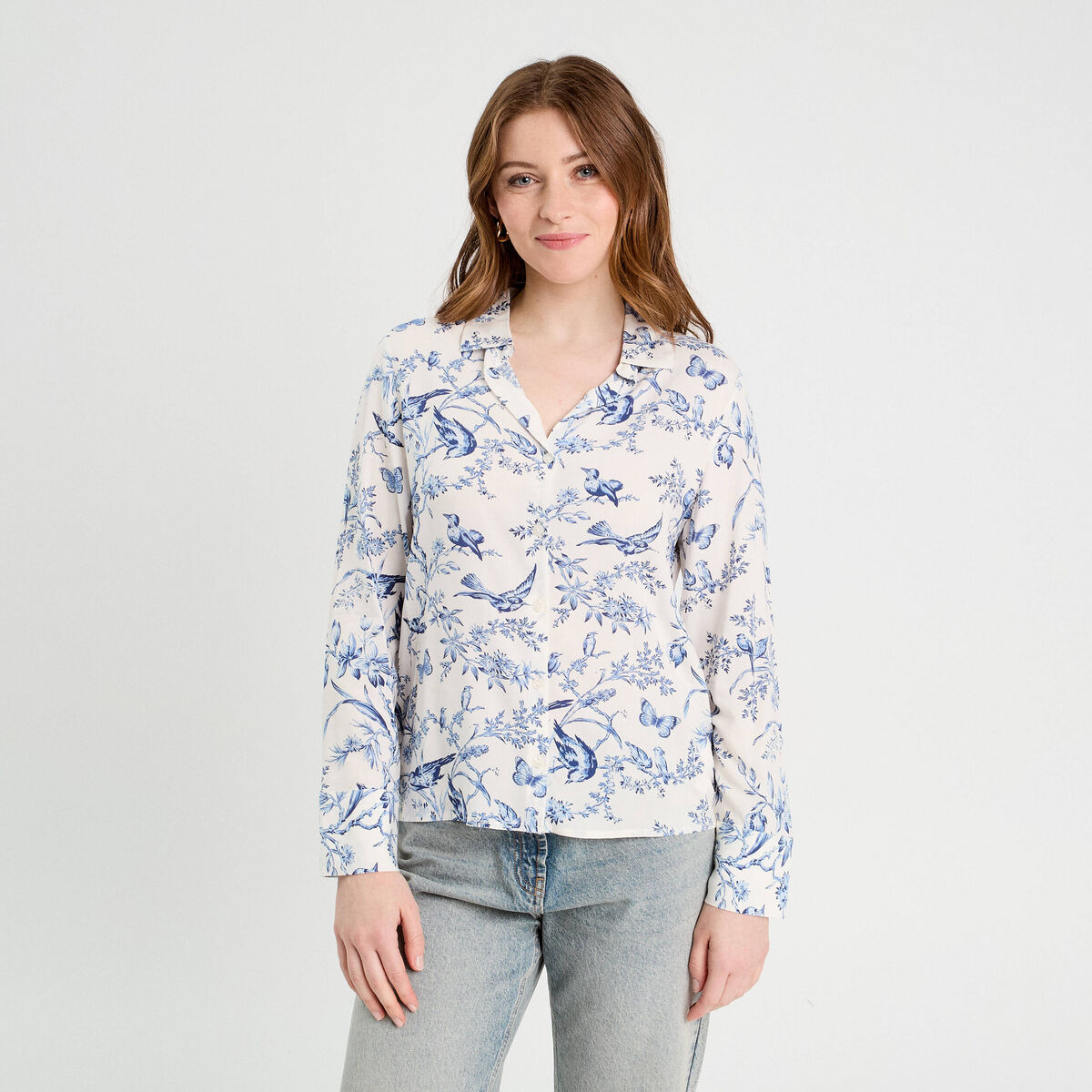 Chemise manches longues blanc femme