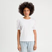 T-shirt manches brodées blanc femme