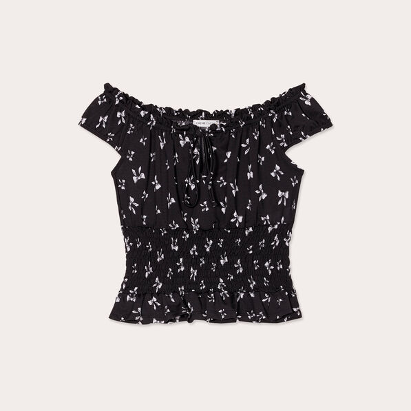 Blouse manches courtes noir femme