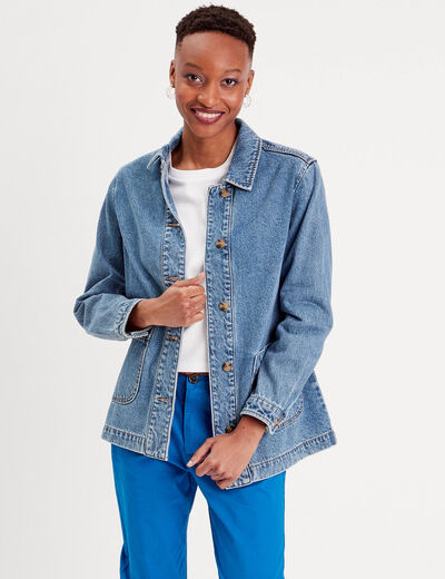 Surchemise en jean denim double stone femme