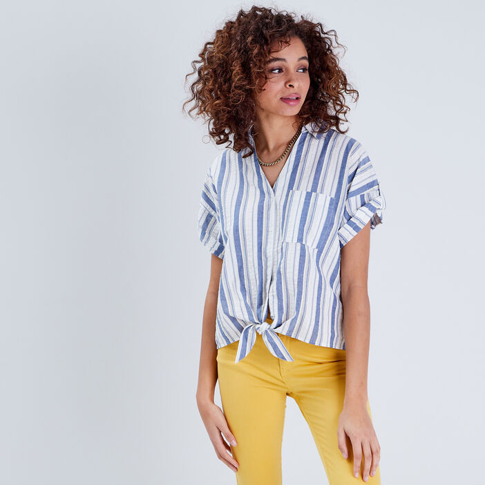 Blouse manches courtes blanc femme