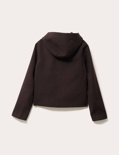Manteau style dufflecoat marron foncé femme