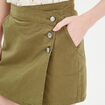 Jupe-short droite en jean vert kaki femme