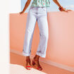 Jeans large 5 poches denim bleach femme