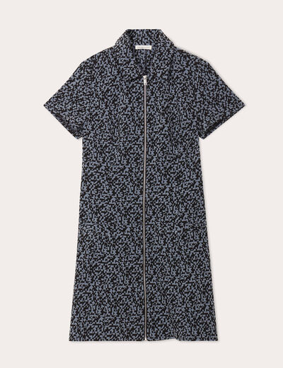 Robe évasée zippée noir femme