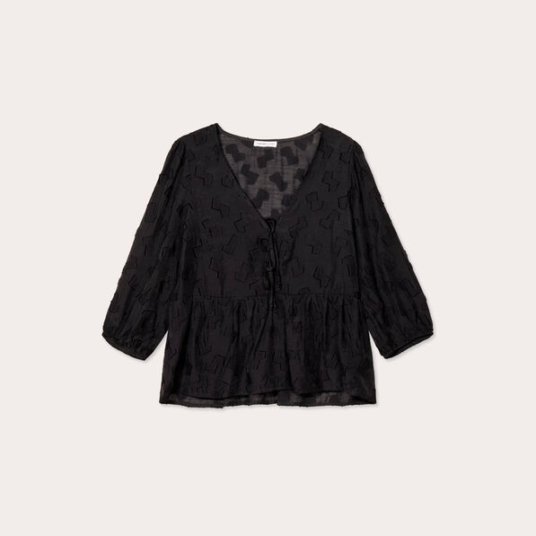 Blouse manches 3/4 noir femme